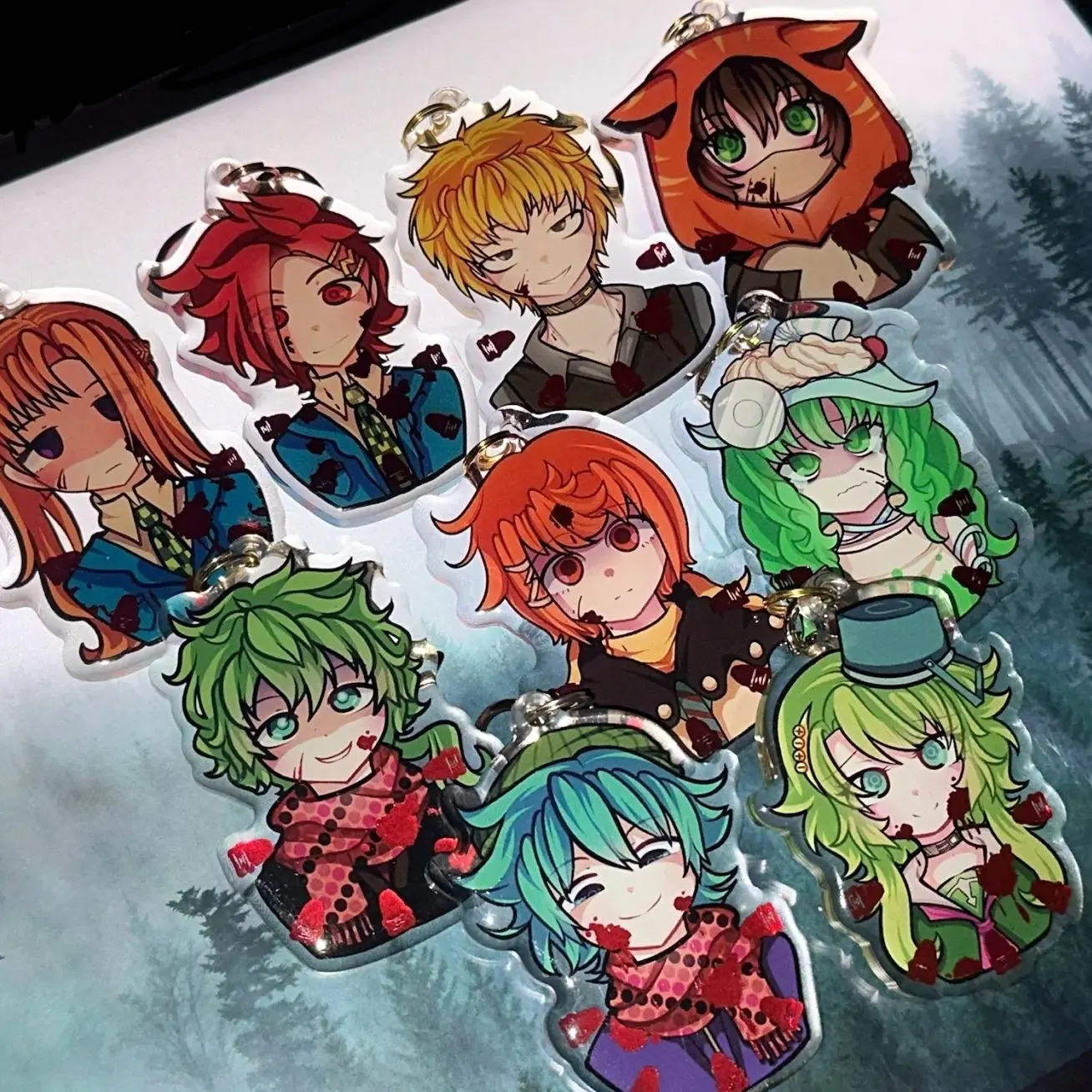 9 ops YTTD - RPG Horror Your Turn to Die Red Hot Stamp Acrylic Keychains