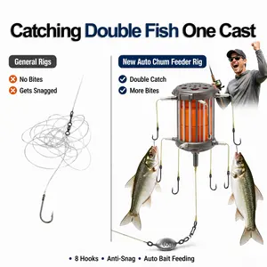 8 Hooks Anti-Snag Fishing Rig with Bait Cage – Fast Setup Feeder Rig for Carp & Freshwater, Catch More Big Fish
