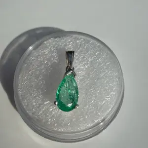 Colombian Emerald Pendant in Sterling Silver – Natural Emerald Teardrop Charm – 5 Sizes – Genuine Green Emerald Jewelry Gift (No Chain) fashion pendant