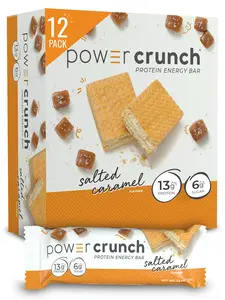 Power Crunch Protein Wafer Bars, High Protein Snacks with Delicious Taste, Salted Caramel, 1.4 Ounce (12 Count)