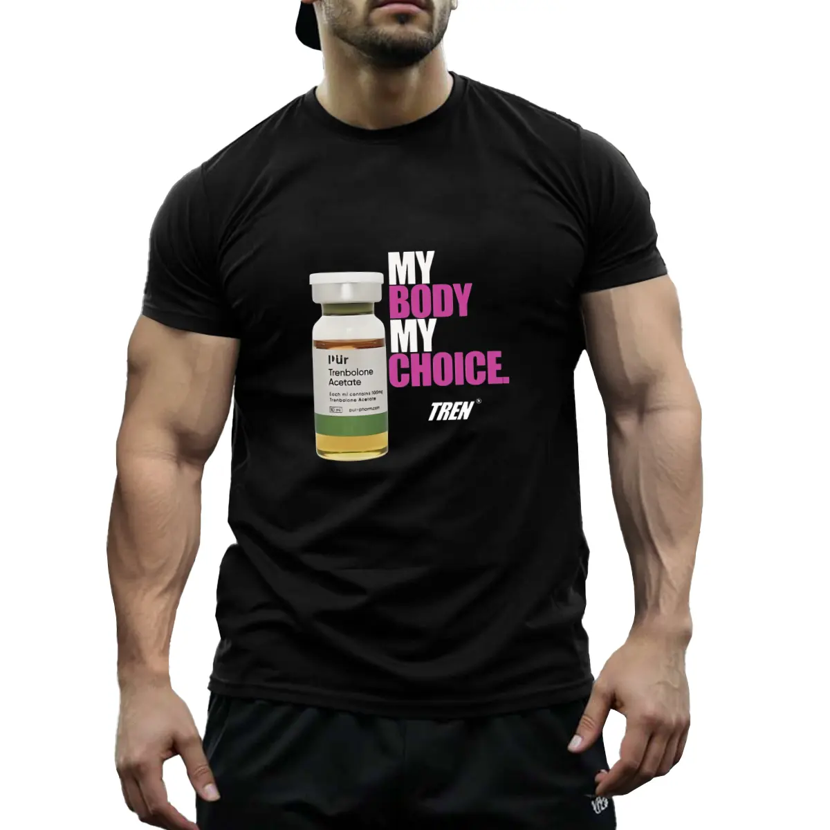 Men's 'My Body My Choice' Tren Pump Parody Meme Shirt - 180g Soft Cotton, Comfortable, Casual Fitness Wear, Ideal for Gym Humor, Meme Shirts