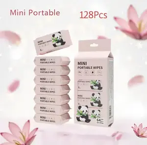 128Pcs Mini Portable Alcohol-Free Wet Wipes | Disposable Multi-Purpose Cleansing Towels | Unisex for Daily & Travel Use