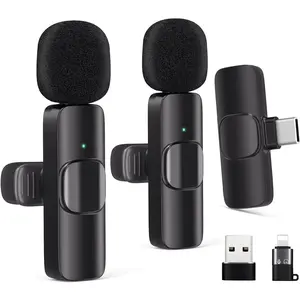 Wireless Lavalier Microphone for Android/iPhone/Computer/Laptop, Wireless Mic for iPhone 13 14 15 16 17 with Noise Reduction Chip, Mini Microphone for Recording Podcast YouTube, TikTok(2 Pack)