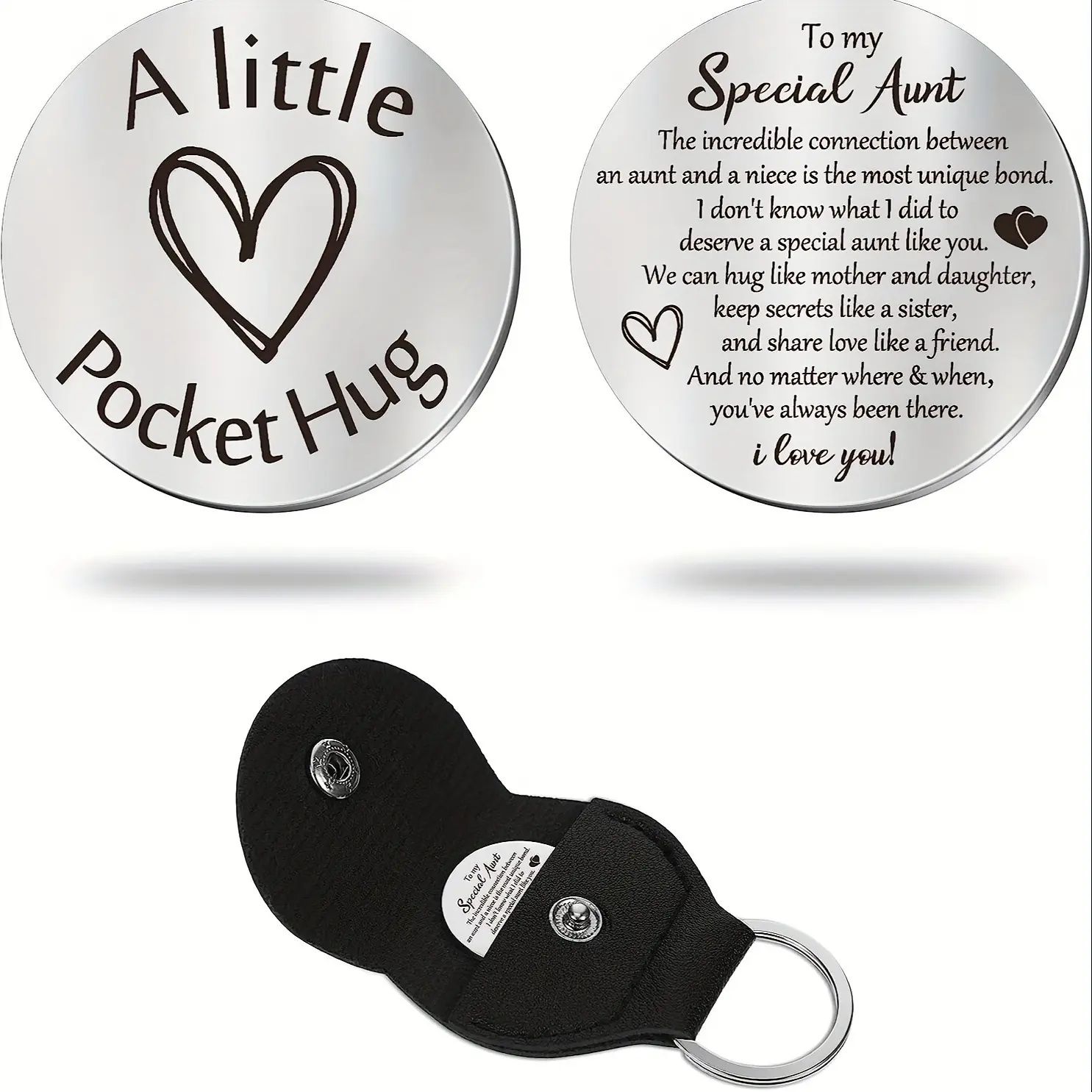 A Little Pocket Hug for Aunt, Special Aunt Keychain Gift, Sentimental Gift from Niece, Thank You Gift for Best Aunt Ever