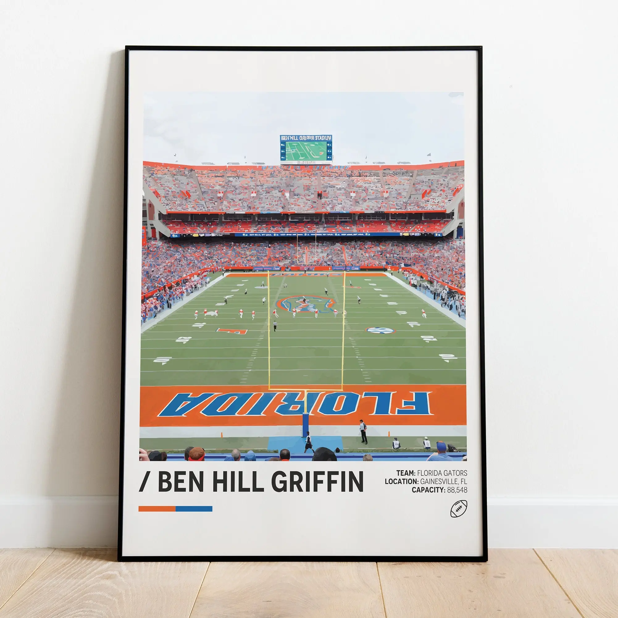 Ben Hill Griffin Stadium Poster, Florida Gators Poster, Dorm Decor, Bedroom Wall Art, Stadium Print ,unframed, Decor Artistic Decoration Photo