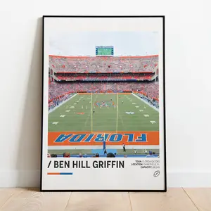 Ben Hill Griffin Stadium Poster, Florida Gators Poster, Dorm Decor, Bedroom Wall Art, Stadium Print ,unframed, Decor Artistic Decoration Photo