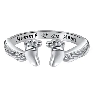 Miscarriage Ring Loss of Pregnancy Rings 925 Sterling Silver Loss Mommy of an Angel Memorial Jewelry Sympathy Gift for Women Mom (Miscarriage Ring)