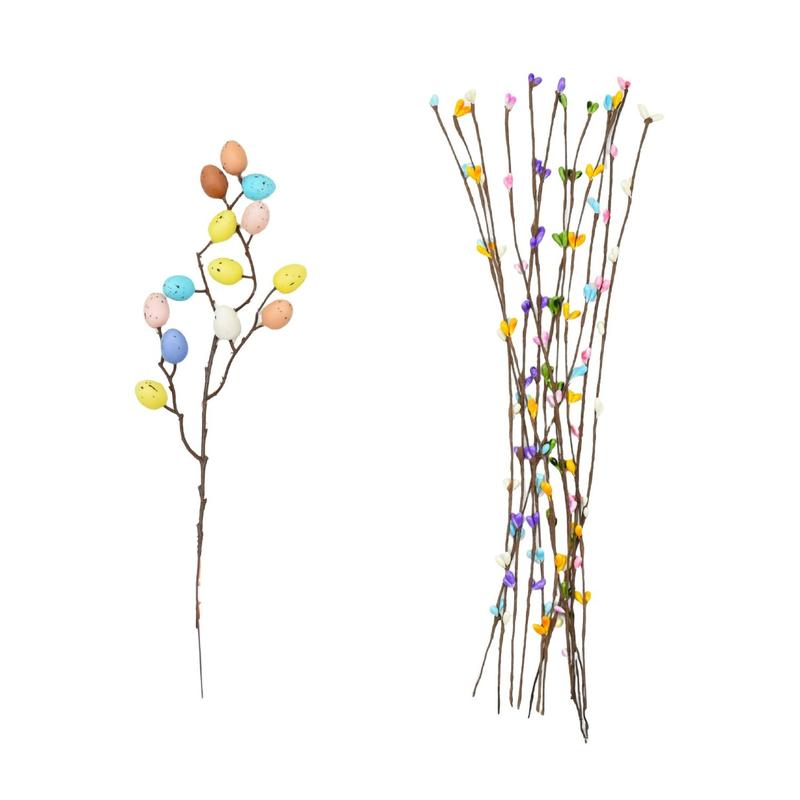26 Pcs Artificial Easter Spray Vine with Pastel Easter Eggs and Berries- Decorative Spring Floral Stems-Easter Egg Twig Branches for Floral Arrangement-Centerpiece Wreath Decoration Decorative Flowers #TOP PICKS