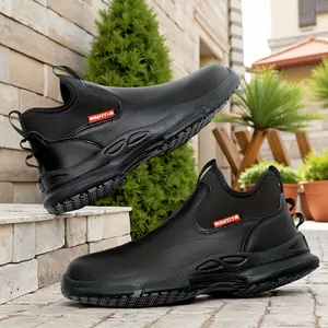 Men'S Slip-On Casual Work Shoes - Comfortable Lightweight Business Sneakers, Solid Color, Mid-Top Design, Faux Cover Upper & Fabric Inner Lining, Versatile for Various Occasions, Everyday Shoes | Business Casual Shoes | Durable Sole Shoes Footwear Boy