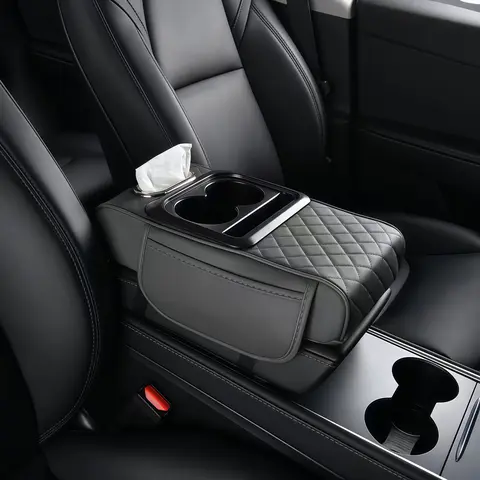 Car armrest storage bag, multi-functional 4-in-1 mat, suitable for car armrests, car storage bags, car center console organizers, cup holders and phone holders included, perfect for Car modification