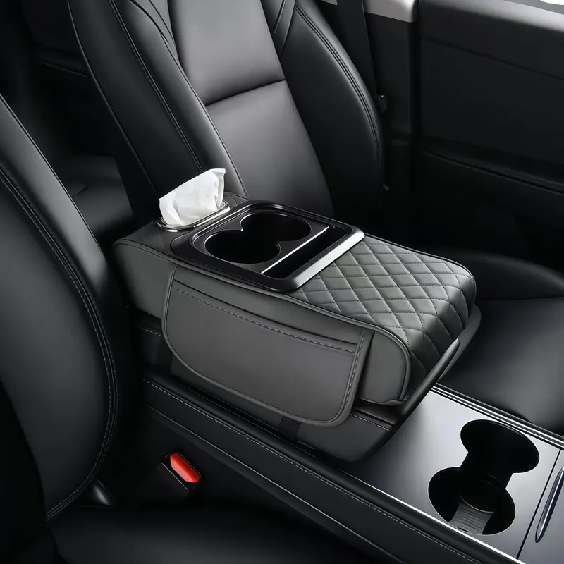 Car armrest storage bag, multi-functional 4-in-1 mat, suitable for car armrests, car storage bags, car center console organizers, cup holders and phone holders included, perfect for Car modification