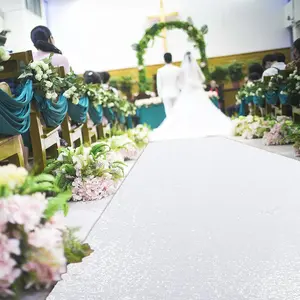 White Aisle Runners for Weddings 2FTx15FT Sequin Wedding Ceremony Decorations Outdoor Carpets Sparkly Runner Rug for Hallway Floor Party