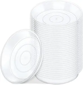30 Packs Clear  Saucers, 5 Inch Plastic Trays for , Heavy Duty Drip Trays for Potted , No Holes Pot Trays for Indoor Outdoor