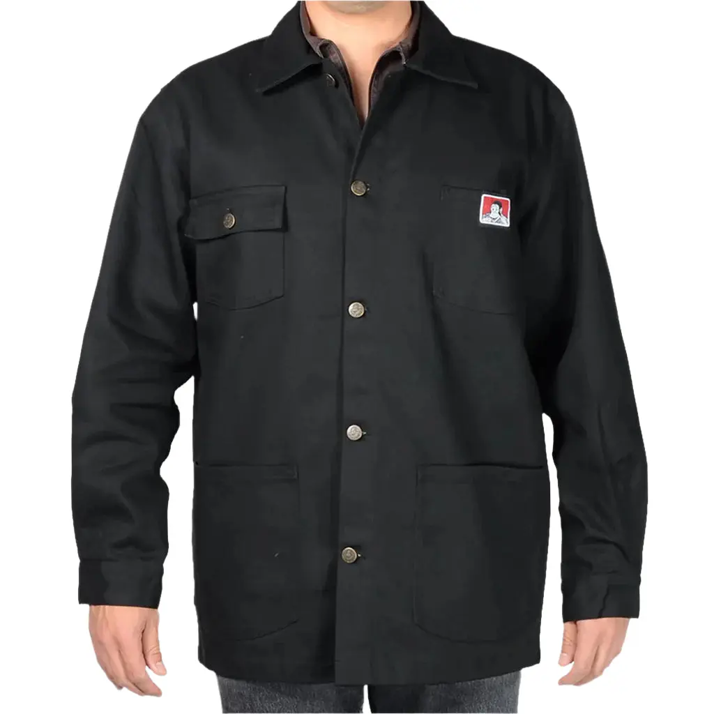 Ben Davis Men's Heavy-Duty Button Front Chore Shirt - Regular Fit Cotton Blend Striped Lining, 5-Pocket Casual Wardrobe Staple Long Sleeve Menswear Top