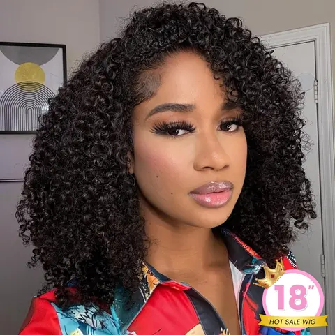 【Half Wig】Bling Hair Human Hair Half Wig for Black Women 200% Density 3 In 1 Half Wig Human Hair 12-26 Inch Spiral Curly Seamless Flip Over Wear and Go Wigs with Drawstring Quick Install Beginners Friendly FallFreshness