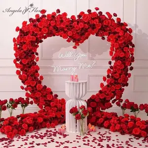 S-A7448 Luxury Red pink Heart-Shaped Shelf Floral Arrangement Wedding Arch Decor(Arch flower + heart metal bracket)