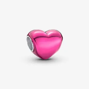 Metallic Pink Heart Charm