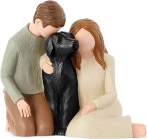 Couple with Black Dog Memorials Gift , We are A Family Memorials Statues Gifts for Black Dog Lovers Couple with Black Dog Memorials Gift , We are A Family Memorials Statues Gifts for Black Dog Lovers
