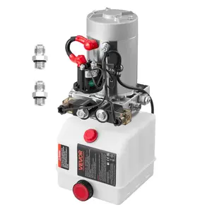 VEVOR 3 Quart Hydraulic Power Unit, Double Acting Dump Trailer Pump, 3200 PSI Max Relief Pressure 0.91 GPM Flow Rate, DC 12V Hydraulic Pump with Metal Reservoir for Dump Trailer Car Lifting