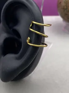 MAHNIIJI Gold Silver Bronze Triple Ring Ear Cuff