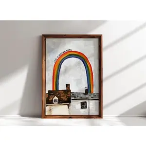 "Love is Spoken Here" LGBTQ+ Safe House Unframed Poster - Rainbow Inclusive Home Art Print - Pride Awareness Wall Decor - Modern Diversity Support Art