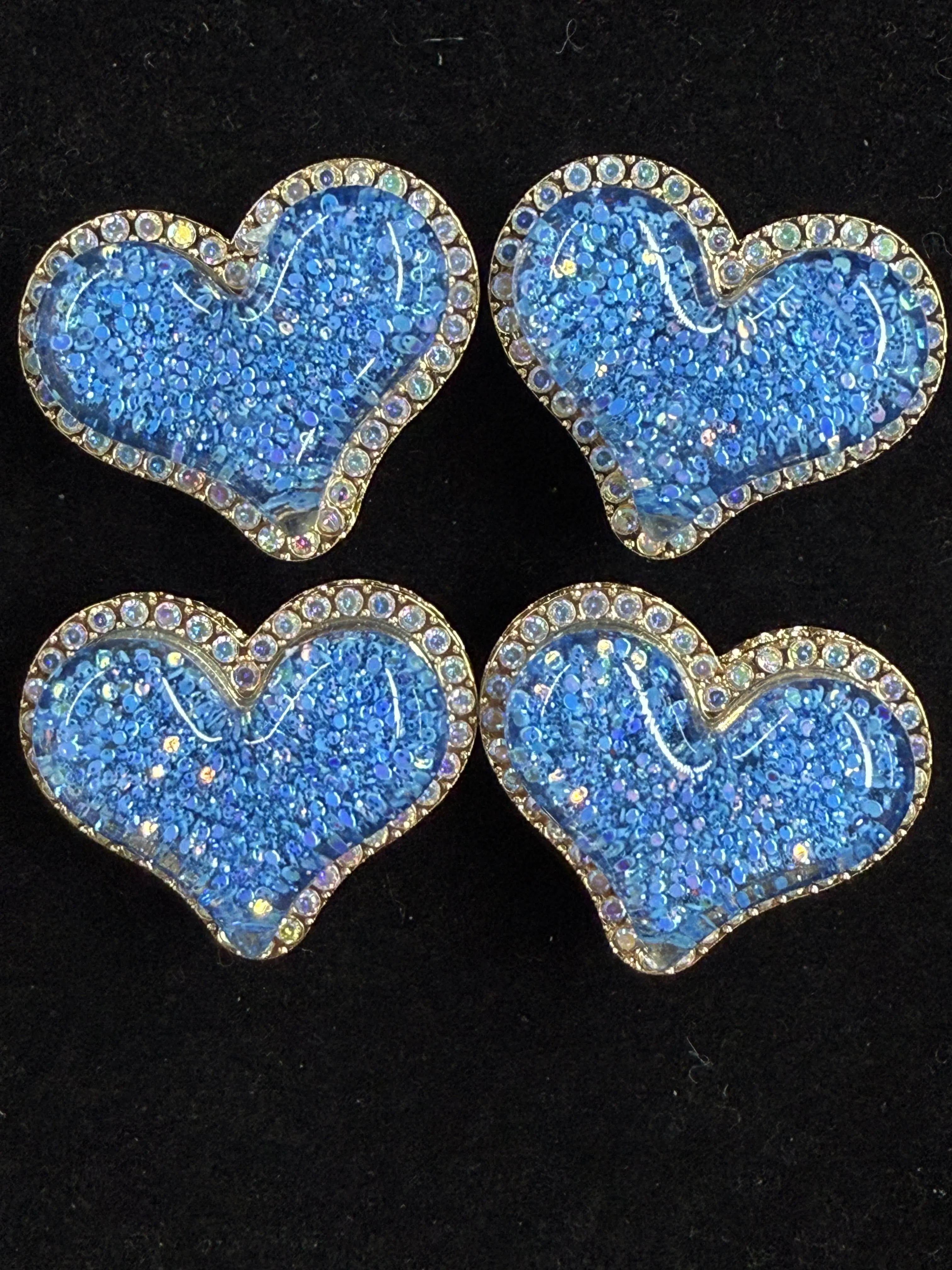 349 4PCS Glitter Heart Charms | Sparkling DIY Jewelry Accessories