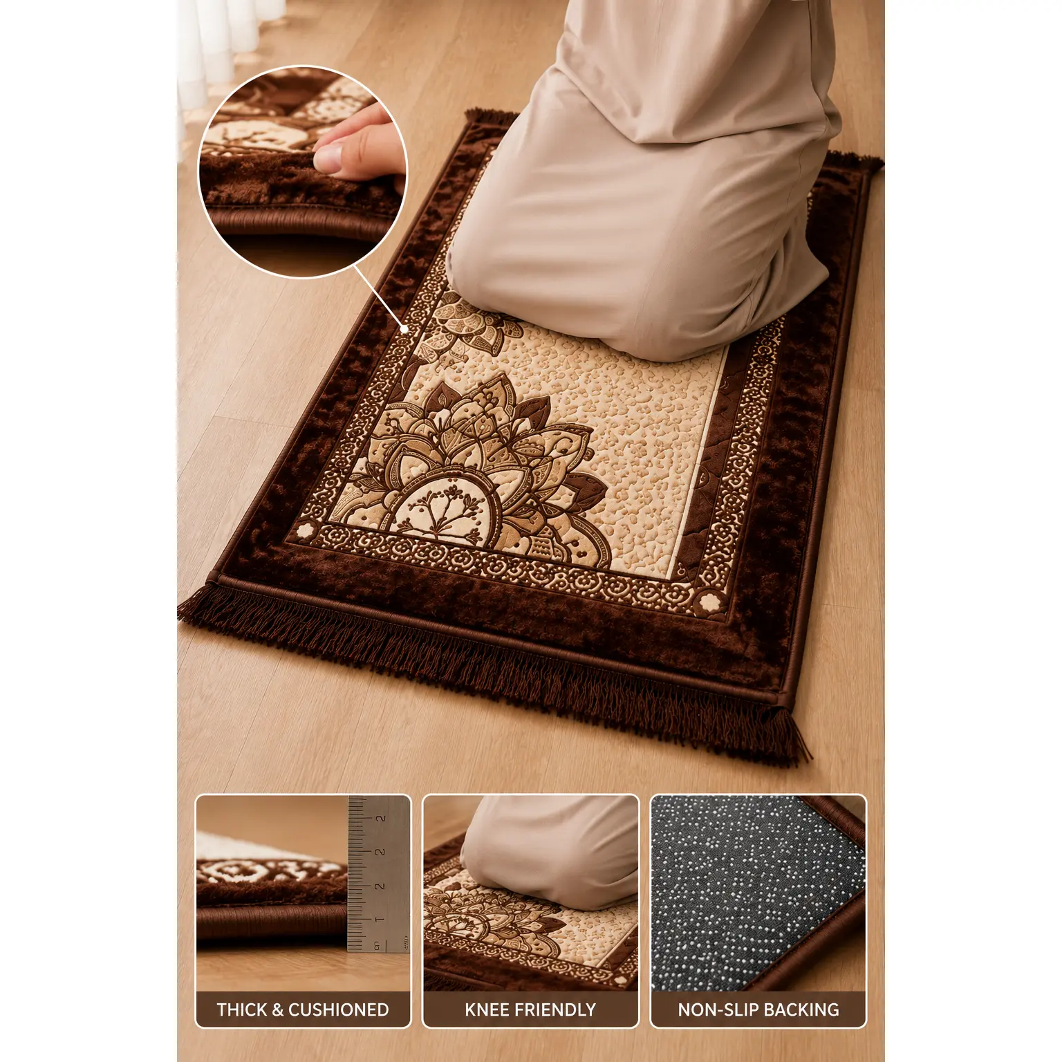 Knee Support Velvet Prayer Mat