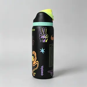 Owala FreeSip stainless steel straw water bottle, BPA-free sports water bottle, travel essential, 32 ounces, striped series