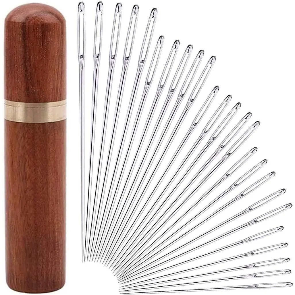 37 Pack Hand Sewing Kit with 30 Assorted  & 7 Heavy Duty Curved Threaders for Household Sewing Leather Upholstery Carpet Canvas & Fabric Repair