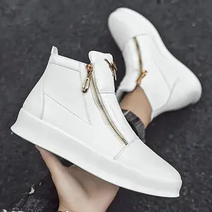 2025 New High-Top Double Zipper Sports Casual Sneakers British Style Versatile Casual Shoes