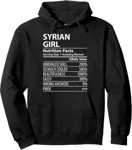 Syrian Girl Nutrition Facts Funny Womens Syria Pullover Hoodie - Jesusmissa Shop 80B0C6MTT8JK
