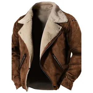 Men's Heavy-Duty Winter Jacket - Brown Zip-Up Coat with Turn- Collar, Machine Washable Outerwear for Cold Weather, Formal & Everyday Use - Non-Stretch Fabric, Winter Jacket for Men High Quality, Fleece Lined Mens Jackets for Winter, Mens Winter Coats, Win