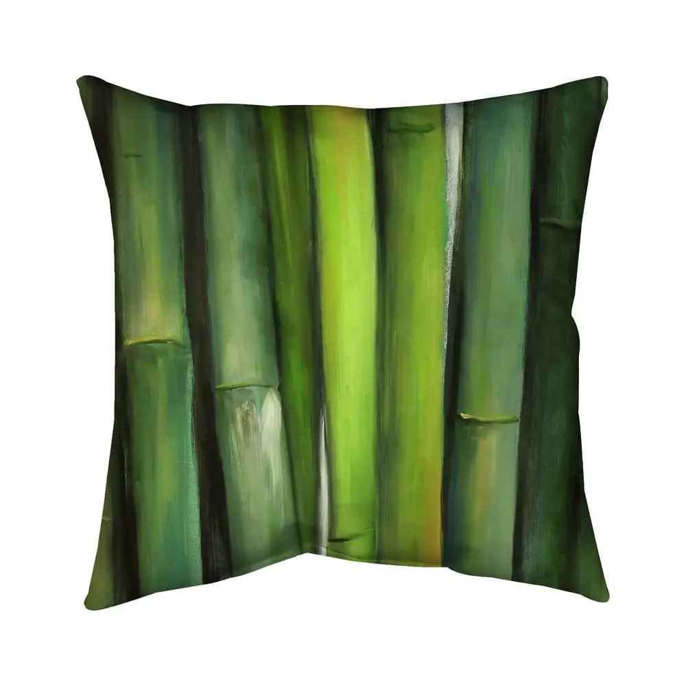360 Stand 20x20 in. Green Bamboo Outdoor Throw Pillow - Bamboo Motif, Botanical Look, Polyester Print, UV Resistant, Indoor/Outdoor Patio/Garden Cushion for Home Decor