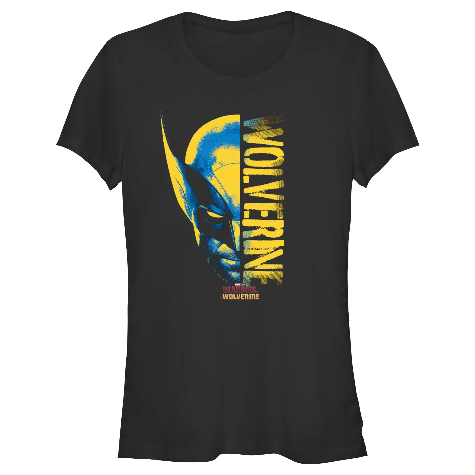 Women's Marvel Deadpool & Wolverine Graphic Print Half-Face T-Shirt, All Seasons Casual Clothes, Check Size Charts, Medium Fit, Cold Wash