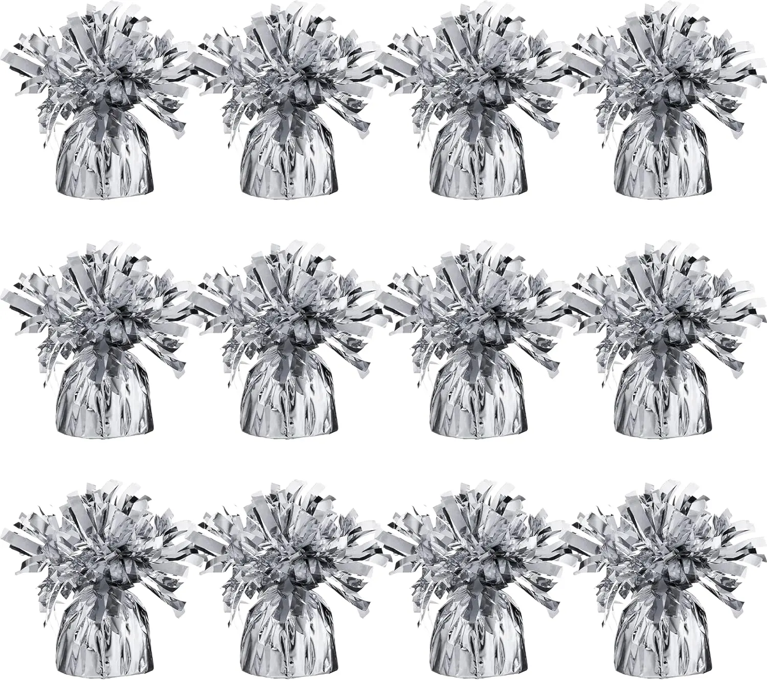 Silver Balloon Weights, Heavy Balloon Weight Pack of 12 Metallic Foil Weights for Balloons, Birthday Party & Wedding Table Centerpiece Ballon Weight 4.8 DIY Ballon Weights for Helium Balloons