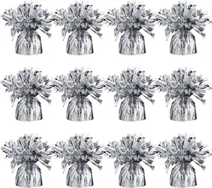 Silver Balloon Weights, Heavy Balloon Weight Pack of 12 Metallic Foil Weights for Balloons, Birthday Party & Wedding Table Centerpiece Ballon Weight 4.8 DIY Ballon Weights for Helium Balloons