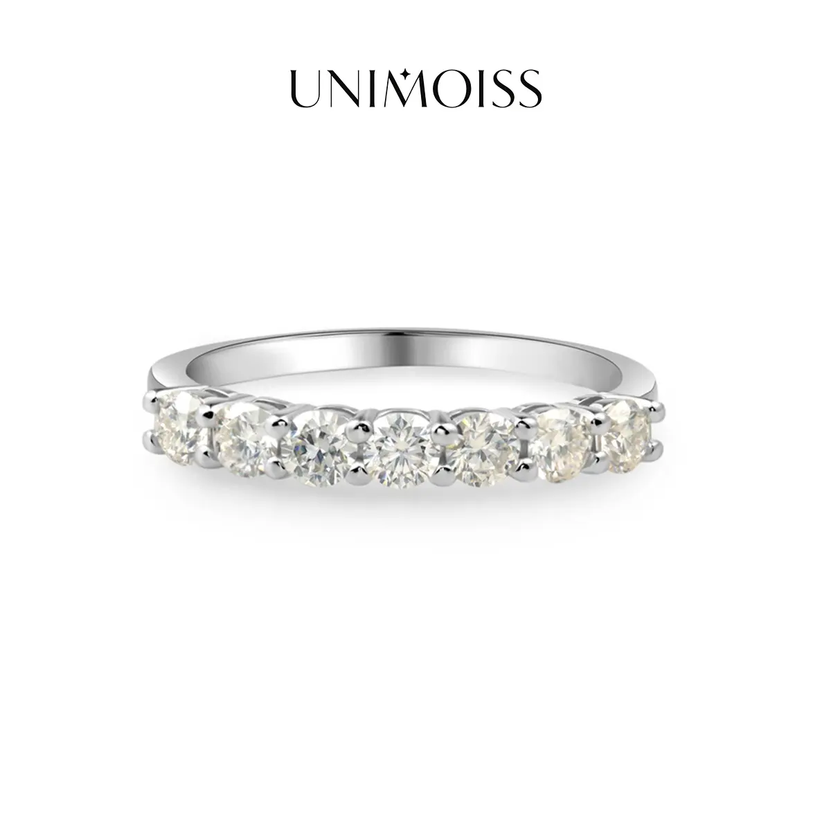 UniMoiss 0.7ct Eternity Ring D Color Colorful Round Moissanite Ring Band Engagement Anniversary Wedding Valentine's Day Christmas Gift For Women