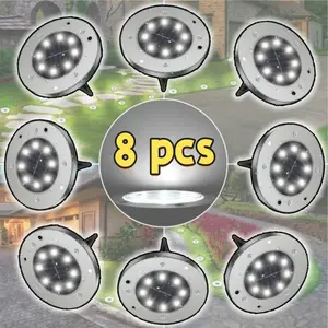 LED Ground Spot Solar Lights, OutdoorWaterproof Landscape Lights, Solar Disk LightsWaterproof Garden In-Ground Pathway LightsLandscape Lawn Lighting, Solar Energy FloorLamp, Solar Ground Lights For Pathway YardWalkway Patio Lawn(4/8pack)