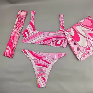 Luxury Design Women's Scarf  New One-piece Split Bikini Sexy Swimsuit Vibe Like a Retro Star Designer Brand Lady Beach Sports Swimwear