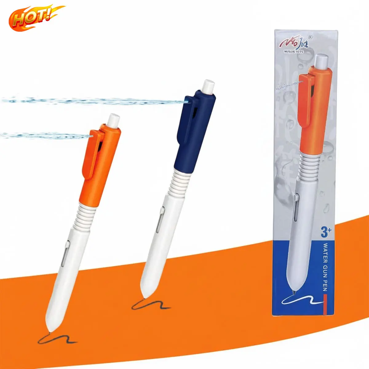 2 Pack Dual-Function Prank Water Gun Pens with Secret Water Spray - Looks & Writes Like a Real Pen for Hilarious Office and School Jokes, Portable and Undetectable for Kids Adults,Blue and Orange