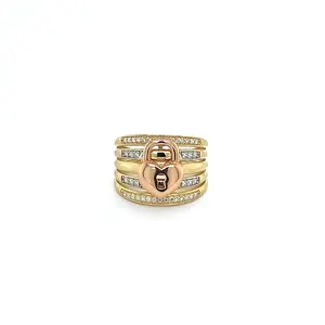 14K Gold Heart Lock Ring with CZ Accents 🔒💛