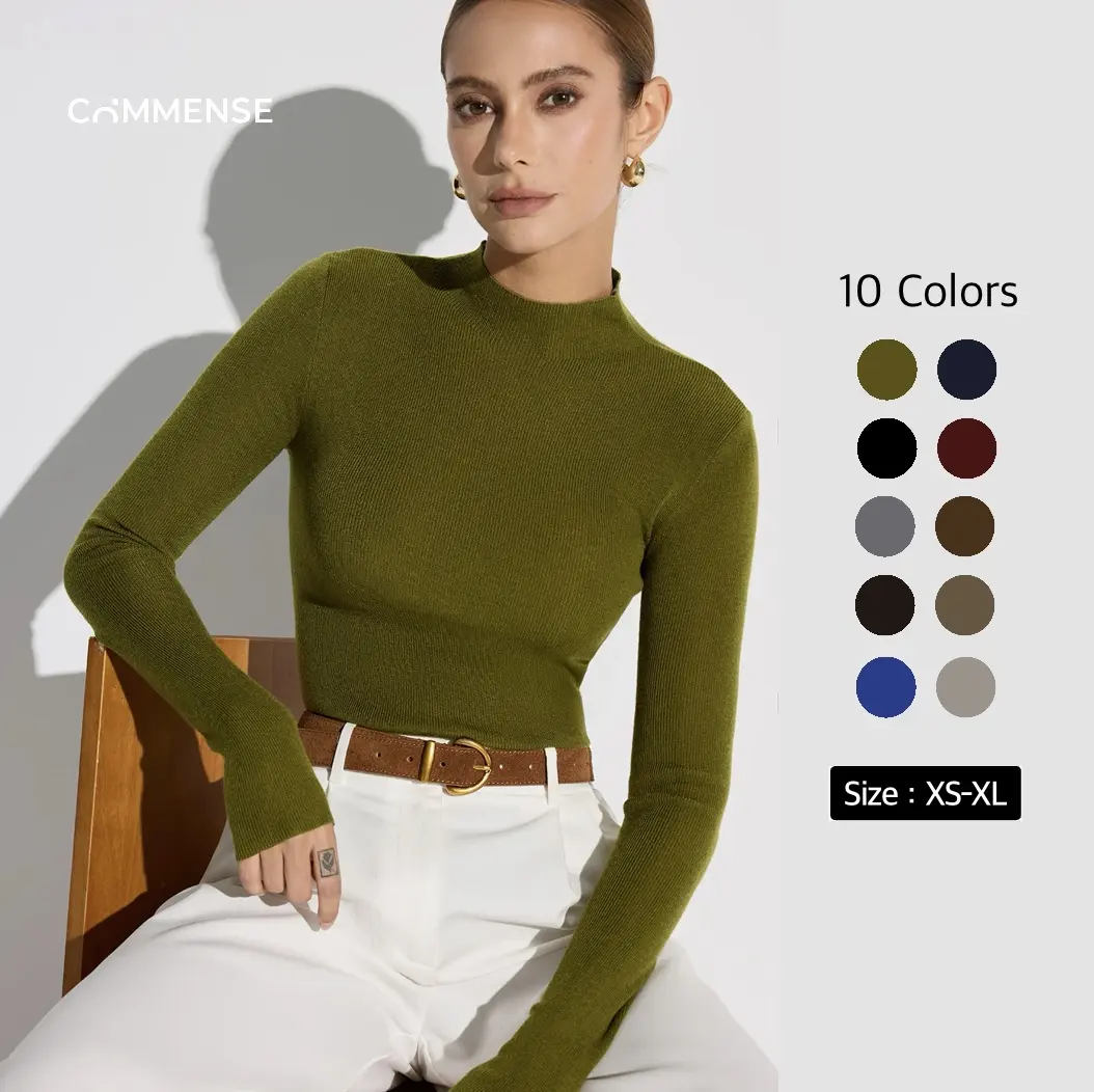 Mock Neck Wool-Blend Knit Top