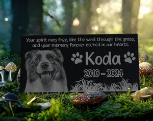 Personalized Pet Memorial Stone w/ Photo & Text Grass | Custom Pet Garden Grave Marker | Dog Cat Headstones | Keepsake | In Memory of Plaque