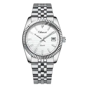 OIDEA Waterproof Men's Stainless Steel Quartz Analog Watch with Luminous Hands, Date Display, Fluted Bezel