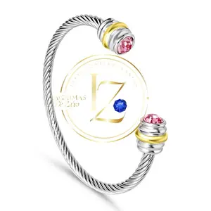 Elegant Twisted Cable Bangle silver color Bracelet for Women - Open Cuff Classic Jewelry