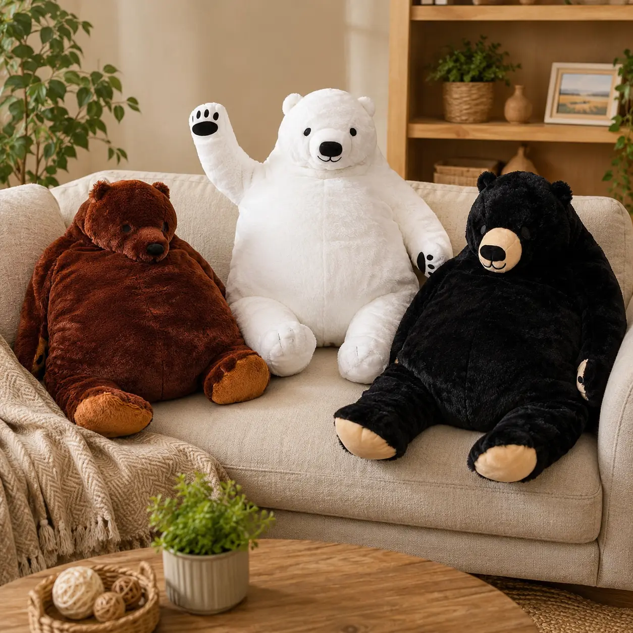 Snowolf Jungle Bear Plush Toy, 23" 31" 39"  Soft Stuffed Bear Animal with Cute Sitting Pose, Large Cuddly Bear Pillow for Kids Girls Boys, Sofa Bed Room Decor, Birthday Christmas Gift