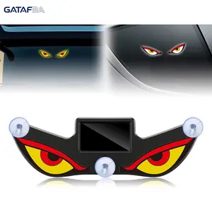 Solar Devil Eye Car LED Window Light,Solar & USB Dual Power Warning Light,Vibration Sensor Dynamic Suction Cup Atmosphere Lamp,Waterproof Universal Decor Neon Light for Sedan Truck SUV Interior Exterior Gradient Ambient Lighting