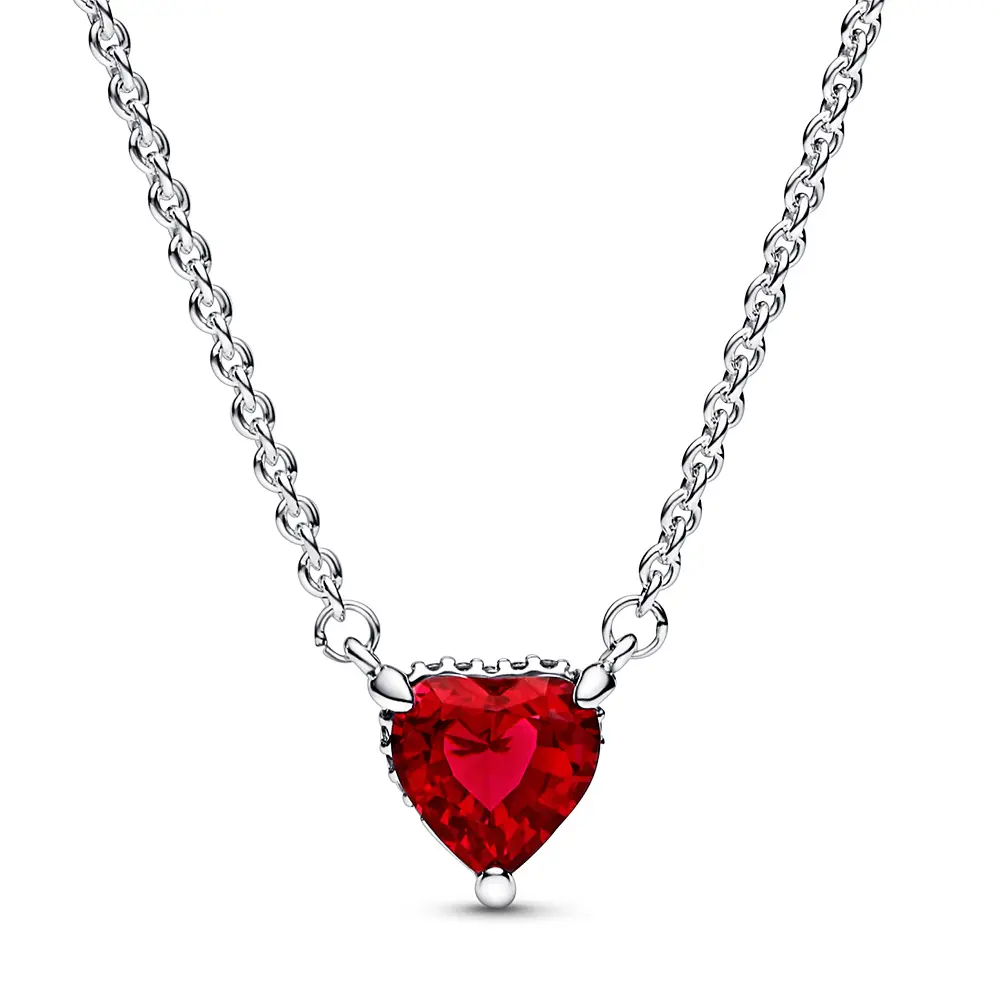 Pandora Sparkling Heart Halo Pendant Silver Collier Necklace with Crystals, Sentiment Silver Necklaces & Pendants for Gifting, 392542C01-45