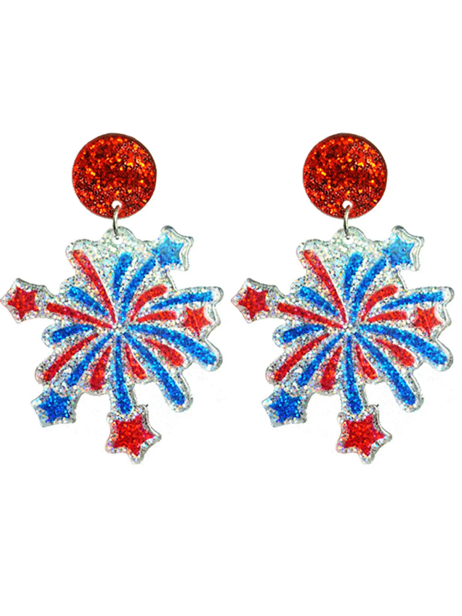 American Independence Day Acrylic Firework Heart Flag Stud Earrings, Hypoallergenic Lightweight Earrings, Sporty All Season Jewelry, Patriotic Parade Accessories for women, Party Festival Earrings
