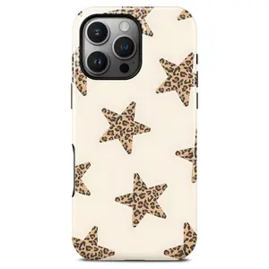 Stars Leopard Cheetah Print Phone Case for iPhone 16 Pro, Compatible with Magsafe, Trendy Cute Cool Brown Magnetic Slim Silicone Shockproof Protective Women Girl Cover Case